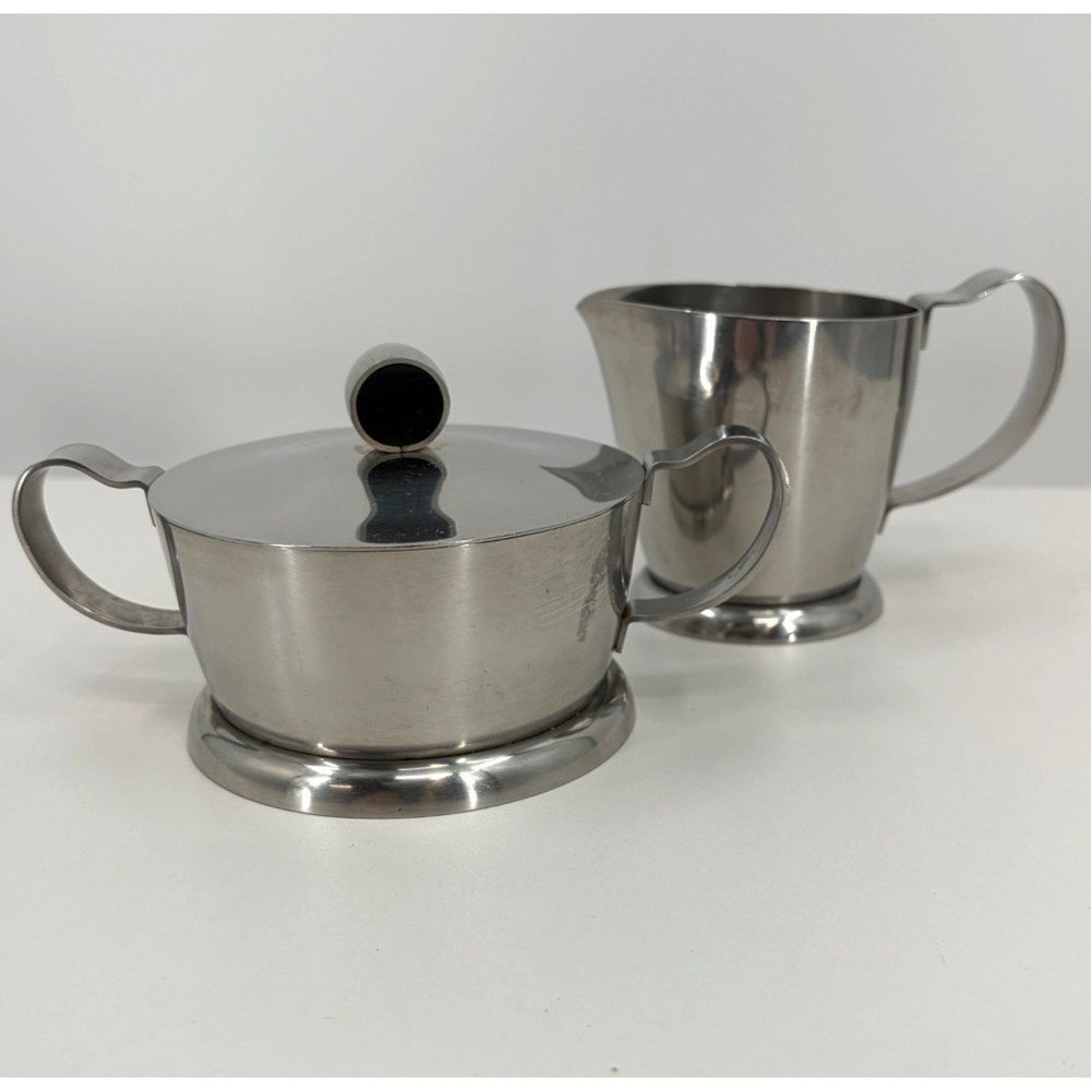 MCM Vintage Gense Stainless Steel Creamer and Sugar Retro Made in Sweden
